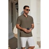 image:imageCOOFANDY Mens Casual Henley Shirt Short Sleeve Cotton Band Collar ShirtArmy Green