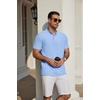 image:imageCOOFANDY Mens Casual Henley Shirt Short Sleeve Cotton Band Collar ShirtBlue