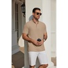 image:imageCOOFANDY Mens Casual Henley Shirt Short Sleeve Cotton Band Collar ShirtKhaki