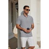 image:imageCOOFANDY Mens Casual Henley Shirt Short Sleeve Cotton Band Collar ShirtLight Grey