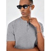 image:imageCOOFANDY Mens Casual Henley Shirt Short Sleeve Cotton Band Collar ShirtLight Grey