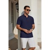 image:imageCOOFANDY Mens Casual Henley Shirt Short Sleeve Cotton Band Collar ShirtNavy Blue