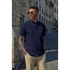 image:imageCOOFANDY Mens Casual Henley Shirt Short Sleeve Cotton Band Collar ShirtNavy Blue