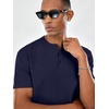 image:imageCOOFANDY Mens Casual Henley Shirt Short Sleeve Cotton Band Collar ShirtNavy Blue