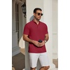 image:imageCOOFANDY Mens Casual Henley Shirt Short Sleeve Cotton Band Collar ShirtRed