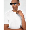 image:imageCOOFANDY Mens Casual Henley Shirt Short Sleeve Cotton Band Collar ShirtWhite