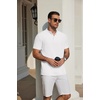 image:imageCOOFANDY Mens Casual Henley Shirt Short Sleeve Cotton Band Collar ShirtWhite