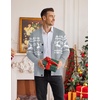 image:imageCOOFANDY Mens Christmas Sweater Ugly Cardigan Sweater Reindeer Snowflake Santa Holiday Xmas Knitted SweaterLight Grey Reindeersnowflake