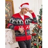 image:imageCOOFANDY Mens Christmas Sweater Ugly Cardigan Sweater Reindeer Snowflake Santa Holiday Xmas Knitted SweaterRed Green and White Reindeersnowflake