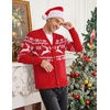 image:imageCOOFANDY Mens Christmas Sweater Ugly Cardigan Sweater Reindeer Snowflake Santa Holiday Xmas Knitted SweaterRed Reindeersnowflake