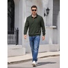 image:imageCOOFANDY Mens Corduroy Sweatshirt 14 Button Long Sleeve PulloverArmy Green