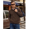 image:imageCOOFANDY Mens Corduroy Sweatshirt 14 Button Long Sleeve PulloverBrown