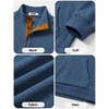 image:imageCOOFANDY Mens Corduroy Sweatshirt 14 Button Long Sleeve PulloverDark Blue