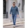image:imageCOOFANDY Mens Corduroy Sweatshirt 14 Button Long Sleeve PulloverDark Blue