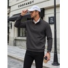 image:imageCOOFANDY Mens Corduroy Sweatshirt 14 Button Long Sleeve PulloverDark Grey