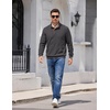 image:imageCOOFANDY Mens Corduroy Sweatshirt 14 Button Long Sleeve PulloverDark Grey
