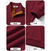 image:imageCOOFANDY Mens Corduroy Sweatshirt 14 Button Long Sleeve PulloverDeep Red