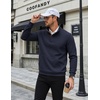 image:imageCOOFANDY Mens Corduroy Sweatshirt 14 Button Long Sleeve PulloverNavy Blue