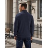 image:imageCOOFANDY Mens Corduroy Sweatshirt 14 Button Long Sleeve PulloverNavy Blue