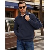 image:imageCOOFANDY Mens Corduroy Sweatshirt 14 Button Long Sleeve PulloverNavy Blue