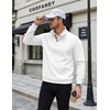 image:imageCOOFANDY Mens Corduroy Sweatshirt 14 Button Long Sleeve PulloverWhite