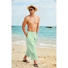 image:imageCOOFANDY Mens Cotton Linen Harem Pants Drawstring Casual Cropped Trousers Lightweight Loose Beach Yoga Pants with PocketsGreen