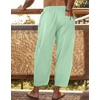 image:imageCOOFANDY Mens Cotton Linen Harem Pants Drawstring Casual Cropped Trousers Lightweight Loose Beach Yoga Pants with PocketsGreen