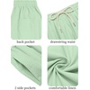 image:imageCOOFANDY Mens Cotton Linen Harem Pants Drawstring Casual Cropped Trousers Lightweight Loose Beach Yoga Pants with PocketsGreen