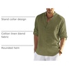 image:imageCOOFANDY Mens Cotton Linen Henley TShirts Long Sleeve Casual Beach ShirtsArmy Green