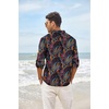 image:imageCOOFANDY Mens Cotton Linen Henley TShirts Long Sleeve Casual Beach ShirtsBlack Paisley
