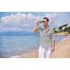 image:imageCOOFANDY Mens Cotton Linen Henley TShirts Long Sleeve Casual Beach ShirtsBlack White Striped
