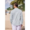 image:imageCOOFANDY Mens Cotton Linen Henley TShirts Long Sleeve Casual Beach ShirtsBlue Pinstripe