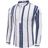 image:imageCOOFANDY Mens Cotton Linen Henley TShirts Long Sleeve Casual Beach ShirtsDark Blue Stripes