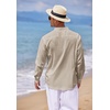 image:imageCOOFANDY Mens Cotton Linen Henley TShirts Long Sleeve Casual Beach ShirtsKhaki