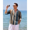image:imageCOOFANDY Mens Cotton Linen Henley TShirts Long Sleeve Casual Beach ShirtsPainting