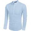 image:imageCOOFANDY Mens Cotton Linen Henley TShirts Long Sleeve Casual Beach ShirtsSky Blue