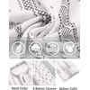 image:imageCOOFANDY Mens Cotton Linen Henley TShirts Long Sleeve Casual Beach ShirtsWhiteBlack Patterned