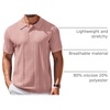 image:imageCOOFANDY Mens Knit Polo Shirts Short Sleeve Button Down Textured Polo ShirtPink