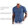 image:imageCOOFANDY Mens Knit Shirts Short Sleeve Button Down Polo Shirt Summer BeachDenim Blue