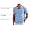 image:imageCOOFANDY Mens Knit Shirts Short Sleeve Button Down Polo Shirt Summer BeachLight Blue