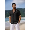 image:imageCOOFANDY Mens Knit Short Sleeve Shirts Button Down Summer Polo ShirtBlackwhite