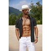 image:imageCOOFANDY Mens Knit Short Sleeve Shirts Button Down Summer Polo ShirtBlackwhite