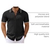 image:imageCOOFANDY Mens Knit Short Sleeve Shirts Button Down Summer Polo ShirtBlackwhite