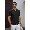 image:imageCOOFANDY Mens Knit Short Sleeve Shirts Button Down Summer Polo ShirtBlackwhite