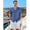 image:imageCOOFANDY Mens Knit Short Sleeve Shirts Button Down Summer Polo ShirtDenim Blue