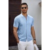 image:imageCOOFANDY Mens Knit Short Sleeve Shirts Button Down Summer Polo ShirtLight Bluewhite