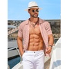 image:imageCOOFANDY Mens Knit Short Sleeve Shirts Button Down Summer Polo ShirtLotus Root Pink