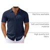 image:imageCOOFANDY Mens Knit Short Sleeve Shirts Button Down Summer Polo ShirtNavy Blue