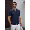 image:imageCOOFANDY Mens Knit Short Sleeve Shirts Button Down Summer Polo ShirtNavy Bluewhite