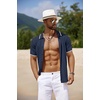 image:imageCOOFANDY Mens Knit Short Sleeve Shirts Button Down Summer Polo ShirtNavy Bluewhite